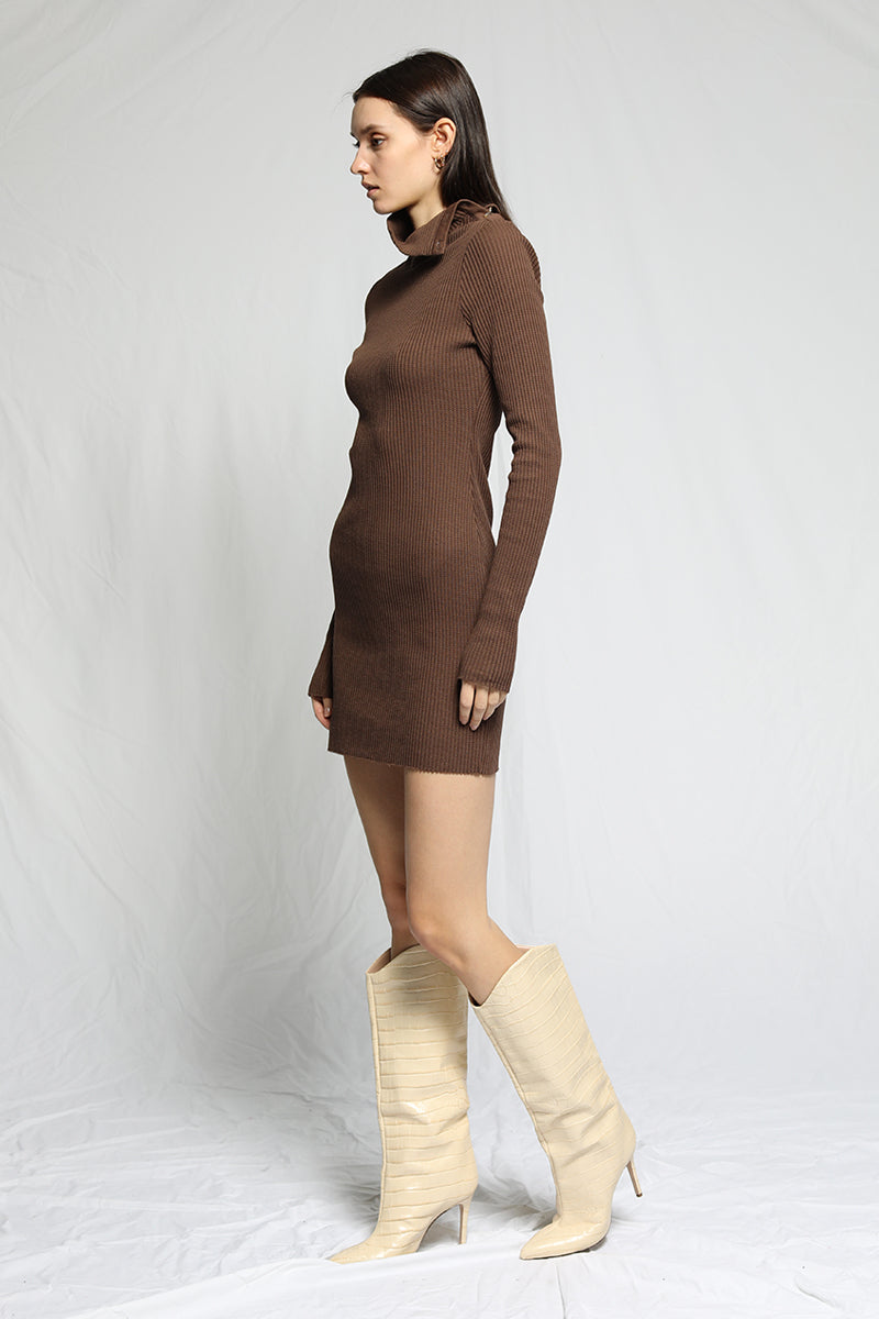 Load image into Gallery viewer, Jumbo Stark Thermal Turtleneck Mini Dress
