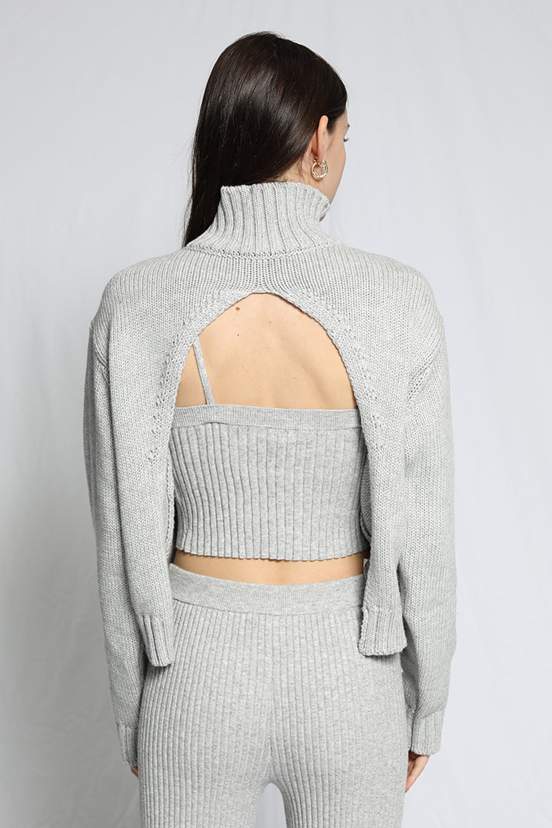 Load image into Gallery viewer, Wool Blended Knit Cropped LS Turtleneck
