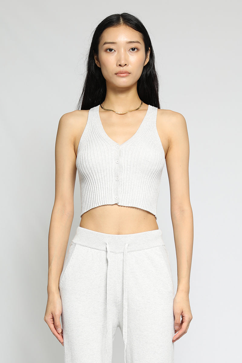 Load image into Gallery viewer, Blended Knit Cropped Button Tank (FINAL SALE)
