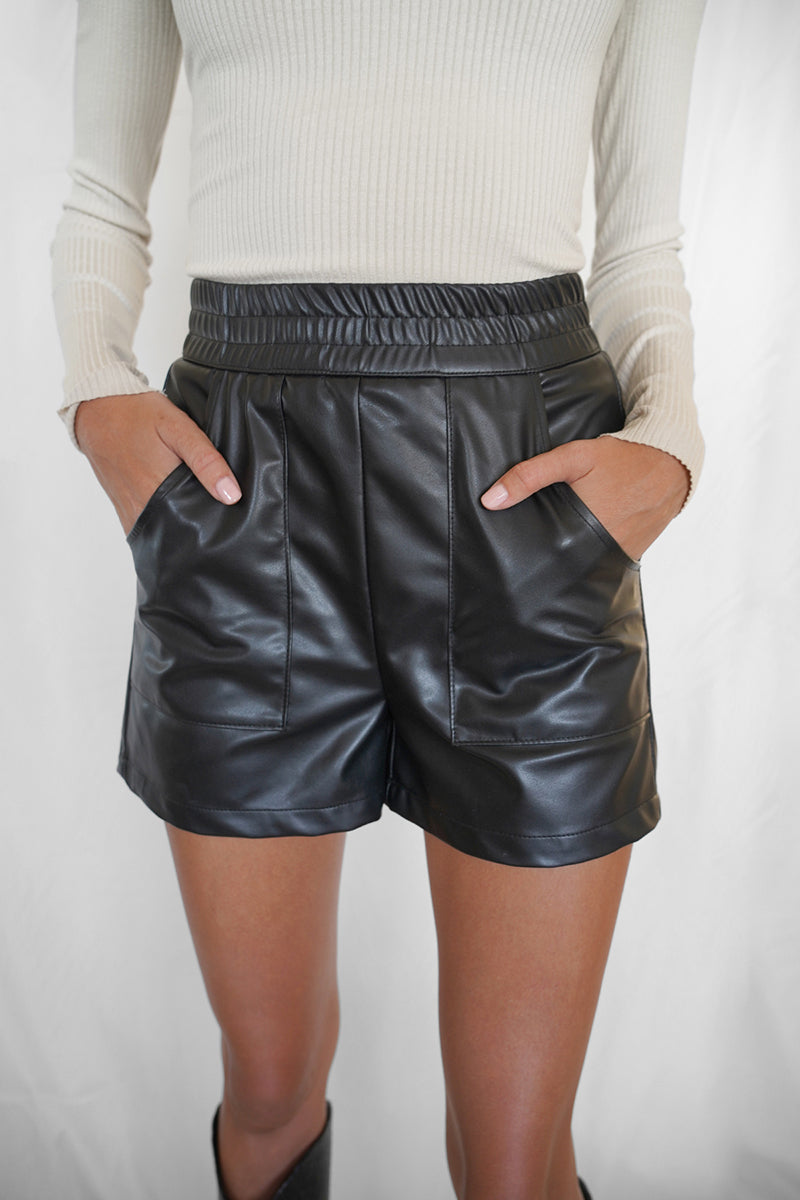 Load image into Gallery viewer, Plush Vegan Leather Shorts
